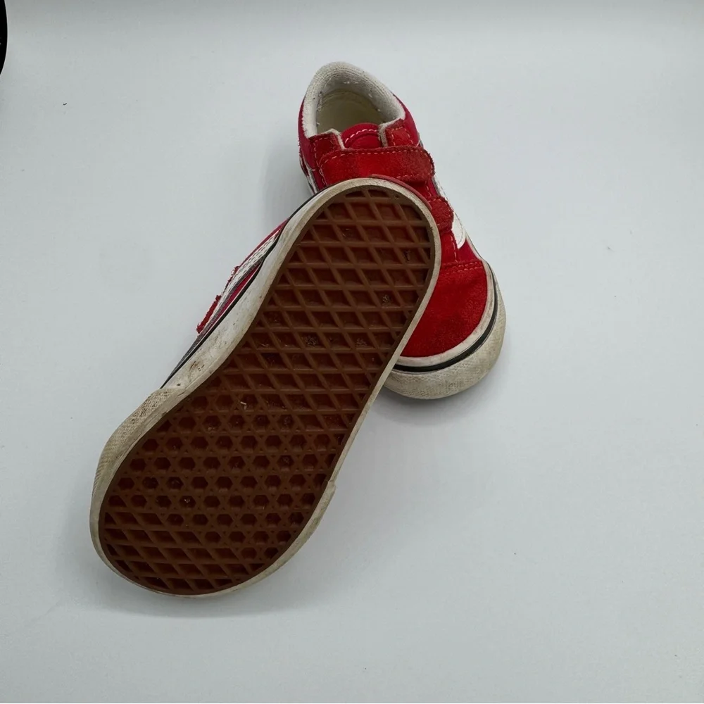 Vans Red Velcro Sneakers Size 6.5